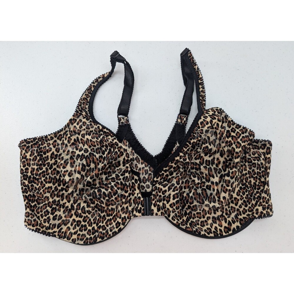 Vintage Victoria's Secret Bra 40DD Brown Black Animal Print Unlined-READ